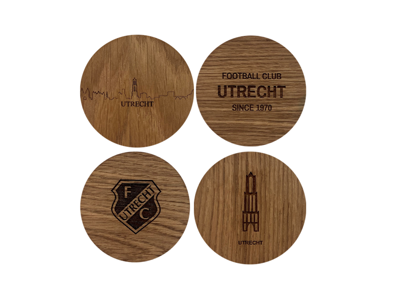 FC Utrecht Set Onderzetters 4-pack Hout