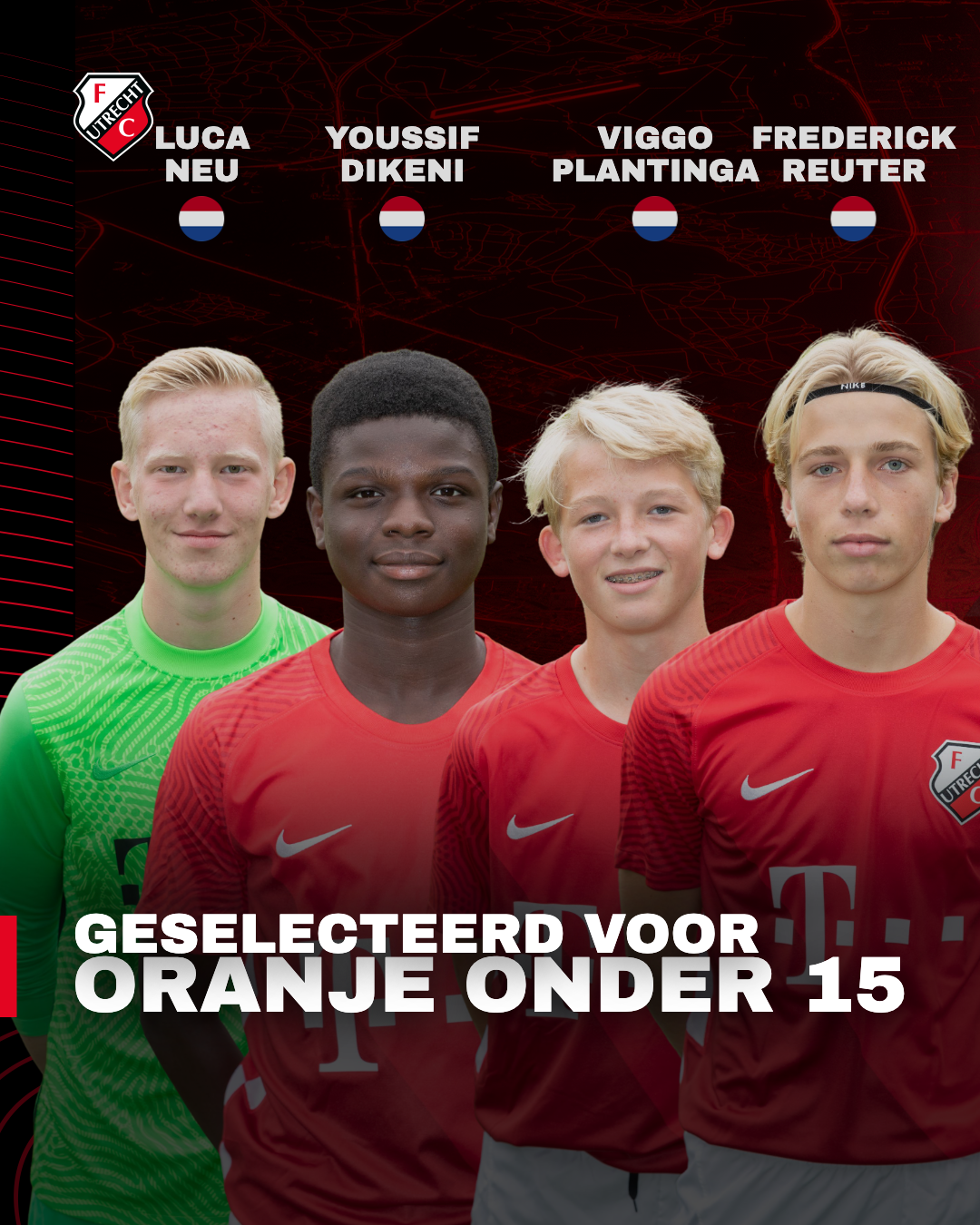 Vier FC Utrecht-talenten geselecteerd voor Oranje Onder 15