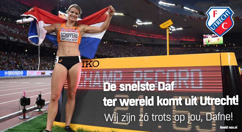 FC Utrecht feliciteert Dafne Schippers met gouden race