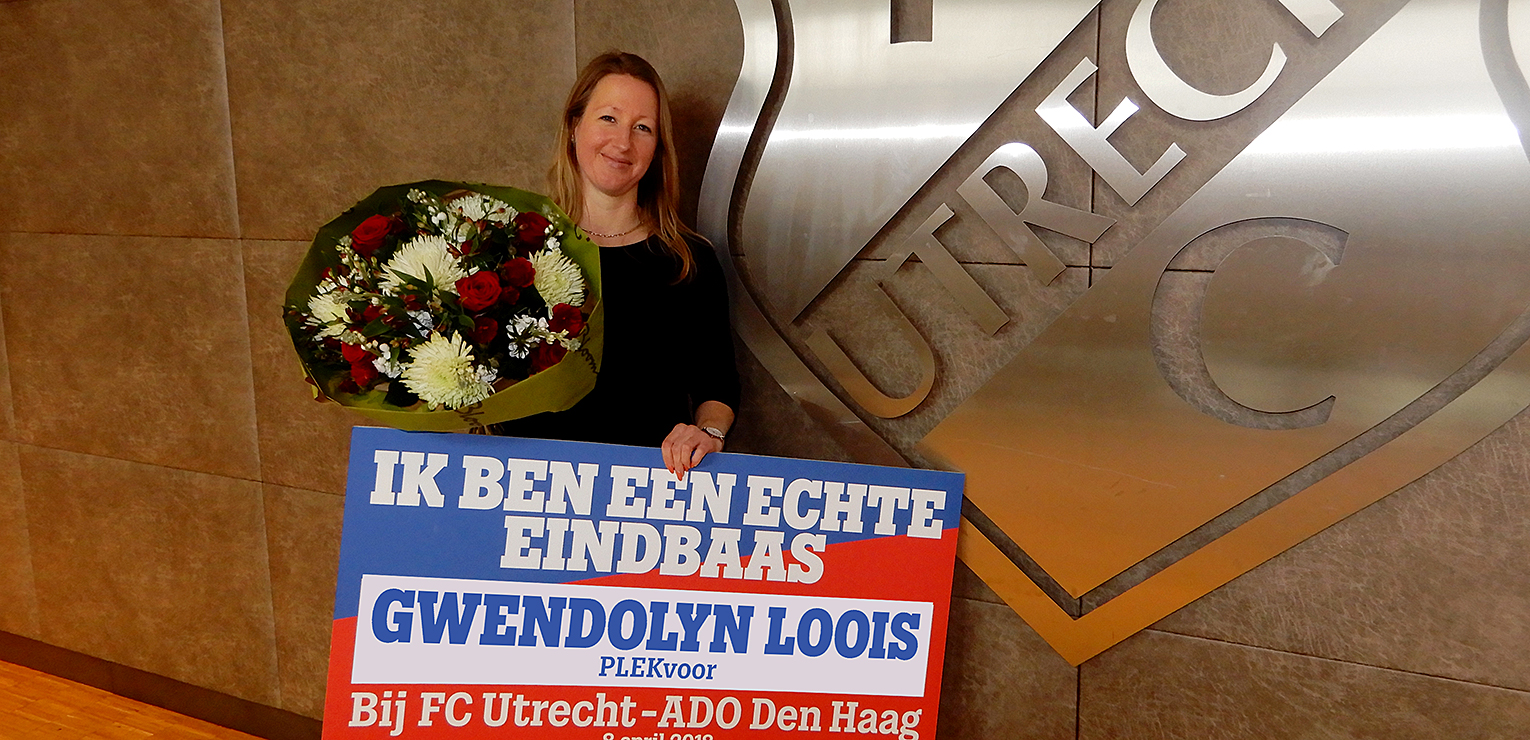 Gwendolyn Loois van PLEKvoor voor één dag 'Eindbaas van FC Utrecht'